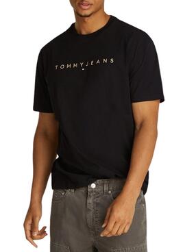 T-shirt Tommy Jeans Gold linear noir pour homme