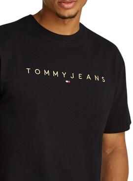 T-shirt Tommy Jeans Gold linear noir pour homme