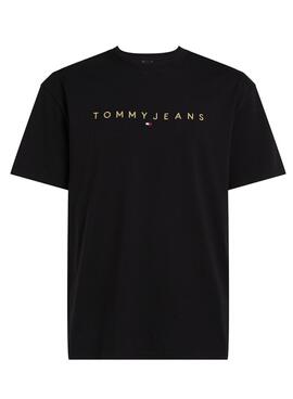 T-shirt Tommy Jeans Gold linear noir pour homme