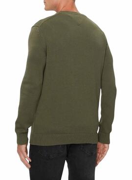 Maillot Tommy Jeans col rond vert pour homme