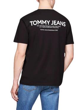 T-shirt Tommy Jeans Linear noir pour homme