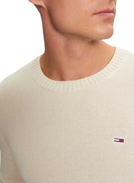 Maillot Tommy Jeans Essentials beige pour homme.