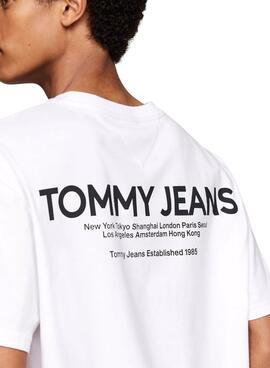 T-shirt Tommy Jeans Linear blanc pour homme