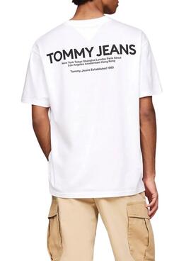 T-shirt Tommy Jeans Linear blanc pour homme