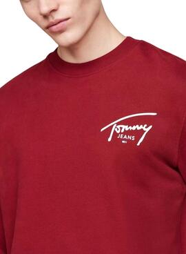 Sweatshirt Tommy Jeans Entry rouge pour homme