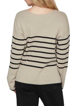 Pull Vila Viostria rayé beige pour femme