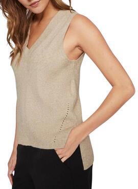 Gilet Vila Viril Knit camel pour femme