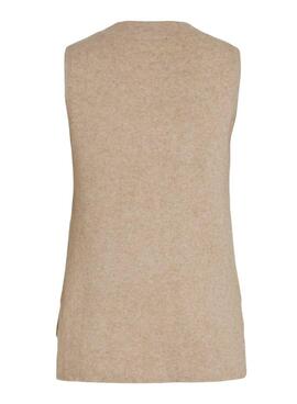 Gilet Vila Viril Knit camel pour femme