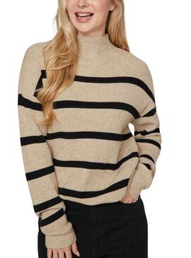 Pull Vila Ril beige et noir pour femme