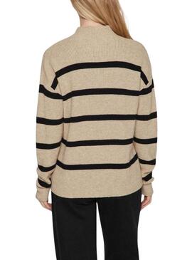 Pull Vila Ril beige et noir pour femme