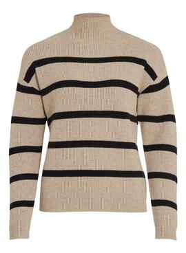 Pull Vila Ril beige et noir pour femme