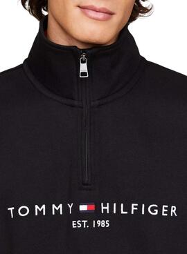 Sweat-shirt Tommy Hilfiger Mockneck noir pour homme