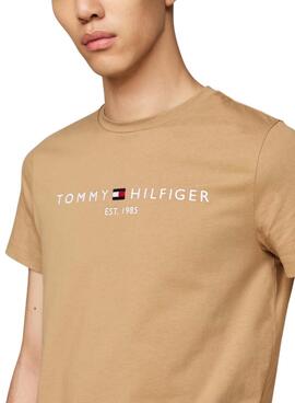 T-shirt Tommy Hilfiger basique beige pour homme