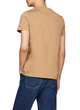 T-shirt Tommy Hilfiger basique beige pour homme