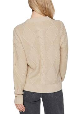 Pull Vila Vilou beige à mailles entrelacées pour femme