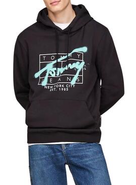 Sweatshirt Tommy Jeans Spray noir pour homme