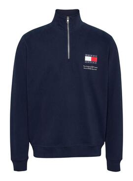 Sweat-shirt Tommy Jeans Half Zip bleu marine pour homme