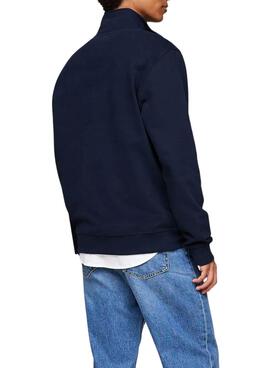 Sweat-shirt Tommy Jeans Half Zip bleu marine pour homme