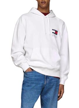 Sweat à capuche Tommy Jeans Novelty blanc pour homme