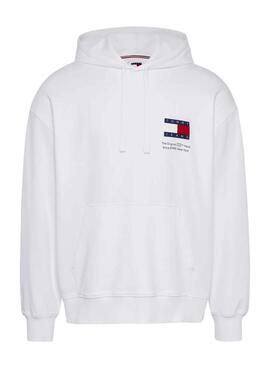 Sweat à capuche Tommy Jeans Novelty blanc pour homme