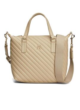 Sac à main Tommy Hilfiger matelassé beige Poppy pour femme