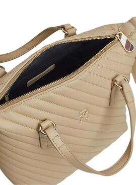 Sac à main Tommy Hilfiger matelassé beige Poppy pour femme