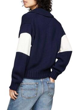 Pull Tommy Jeans Rugby bleu marine pour femme