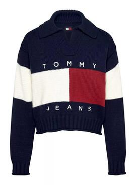 Pull Tommy Jeans Rugby bleu marine pour femme