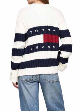 Cardigan Tommy Jeans bleu et blanc pour femme