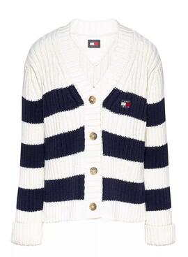 Cardigan Tommy Jeans bleu et blanc pour femme