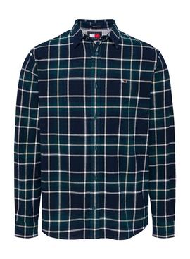 Chemise Tommy Jeans Check Flannel verte et bleue pour homme