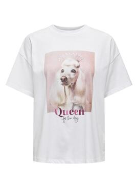 T-shirt Only Queen blanc pour femme