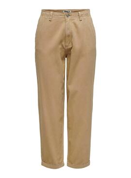 Pantalon Only Malfy beige pour femme