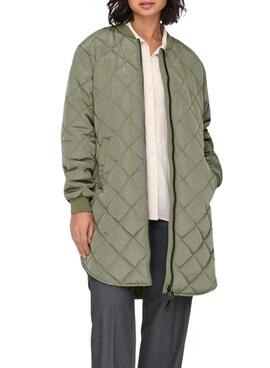 Manteau Only Jessica matelassé vert foncé pour femme