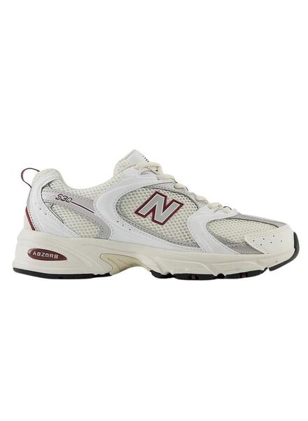 Baskets New Balance 530 blanches et bordeaux pour femme