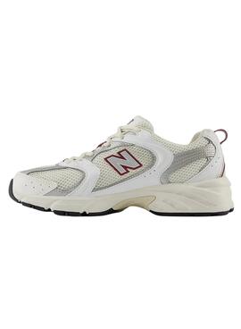 Baskets New Balance 530 blanches et bordeaux pour femme