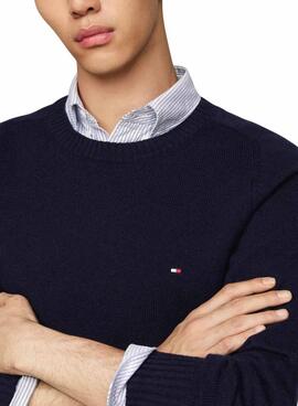 Pull Tommy Hilfiger Lambswool marine pour homme