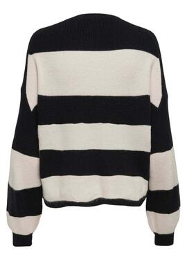 Pull Only Latia rayures noir et beige pour femme