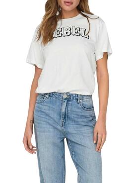 T-shirt Only Dolla rebel blanc pour femme