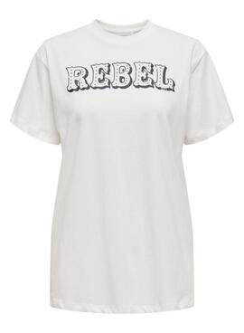 T-shirt Only Dolla rebel blanc pour femme