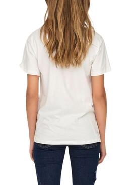 T-shirt Only Dolla rocknroll blanc pour femme