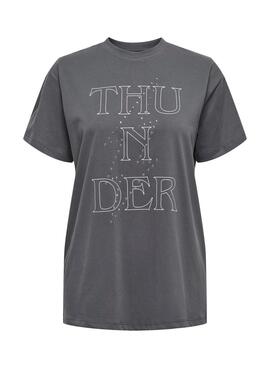 T-shirt Only Dolla thunder gris pour femme