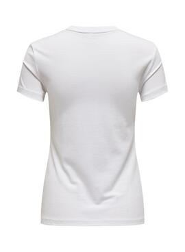 T-shirt Only Vibe Life cat blanc pour femme