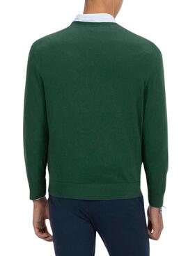 Pull El Pulpo Col V Mélange vert pour homme