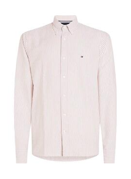 Chemise Tommy Hilfiger à rayures beige et blanches pour homme