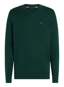 Pull Tommy Hilfiger Essential vert pour homme