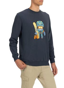 Sweat-shirt El Pulpo Snowboard bleu marine pour homme.