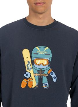 Sweat-shirt El Pulpo Snowboard bleu marine pour homme.