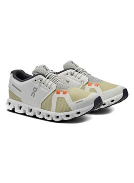 Chaussures On Running Cloud 5 blanc et vert pour femme