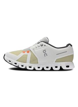 Chaussures On Running Cloud 5 blanc et vert pour femme